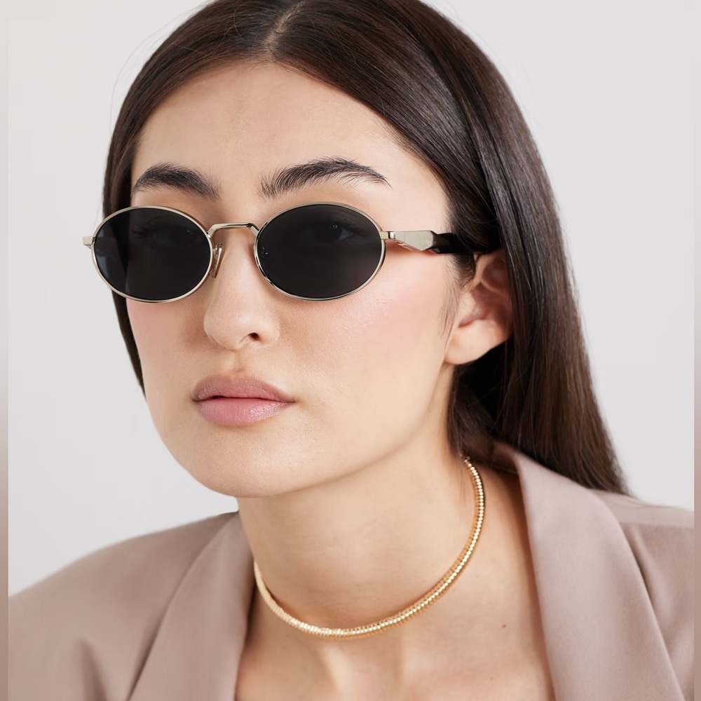 NEW PRADA PR65ZS ZVN09T WOMEN SUNGLASSES SPR65Z GOLD METAL ROUND EYEWEAR